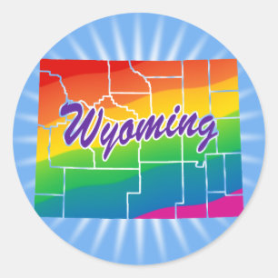Regenbogen-Staat von Wyoming Runder Aufkleber