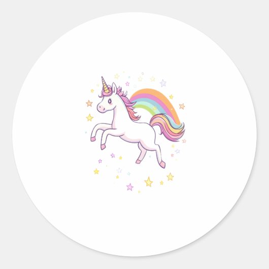 Regenbogen-Star-Einhorn (1) Runder Aufkleber (Vorderseite)