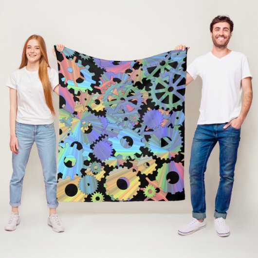 Regenbogen-Steampunk-Metallzahnräder Kunst Fleecedecke (Beispiel)