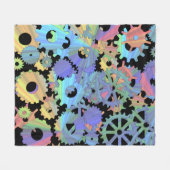 Regenbogen-Steampunk-Metallzahnräder Kunst Fleecedecke (Vorderseite (Horizontal))