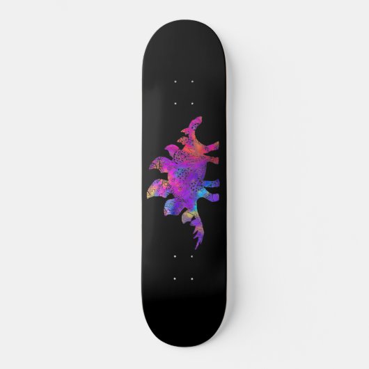 Regenbogen Stegosaurus Skateboard (Vorderseite)