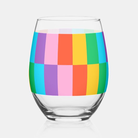 Regenbogen Steps Blocks Muster Steinloses Weinglas Weinglas Ohne Stiel (Rückseite)