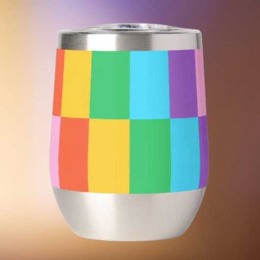 Regenbogen Steps Blocks Muster Stemless Wine Tumbl