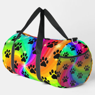 Regenbogen-Stern-Pfotenabdruck-Tie-Dye Duffle Bag