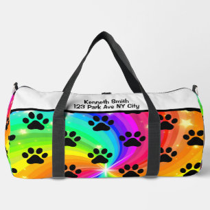Regenbogen-Stern-Pfotenabdruck-Tie-Dye-Monogramm p Duffle Bag