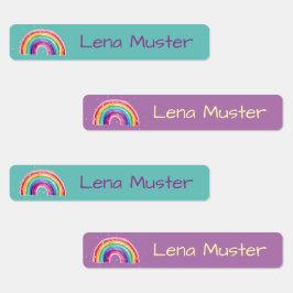 Regenbogen Sterne - 96 schmale Kinder Etiketten