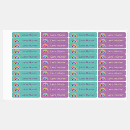 Regenbogen Sterne - 96 schmale Kinder Etiketten