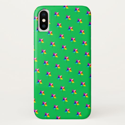 Regenbogen Sterne auf grünem Case-Mate iPhone Gehä Hülle (Rückseite)