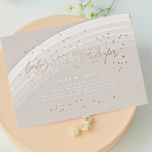 Regenbogen-Sterne Moderne Babyparty Rose Gold gepr Folieneinladung