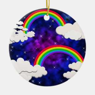 Regenbogen, Sterne und Wolken in einem nächtliche Keramikornament