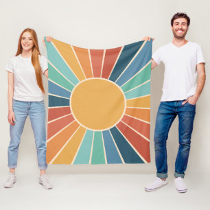 Regenbogen-Sternenexplosion Groovy Retro Hippie 60 Fleecedecke