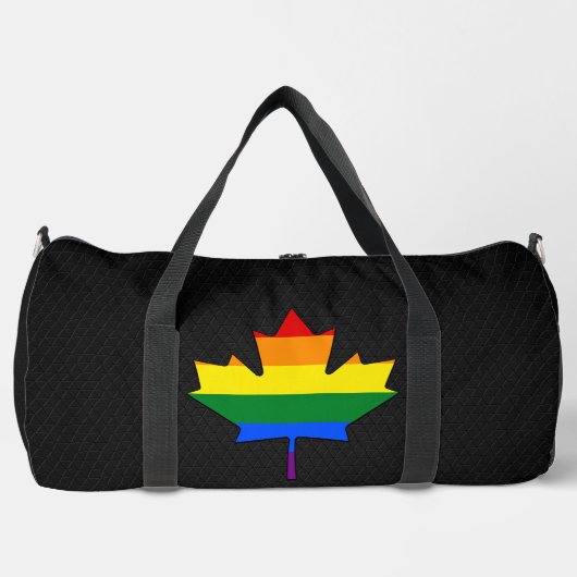 Regenbogen-Stolz-Ahornblatt Duffle Bag (Vorderseite)