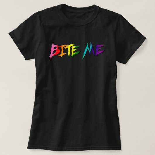 Regenbogen-Stolz Beiß mich T-Shirt (Design vorne)