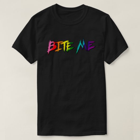 Regenbogen-Stolz Beiß mich T-Shirt (Design vorne)