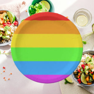 Regenbogen-Stolz-Flagge-Feier-Papierteller Pappteller