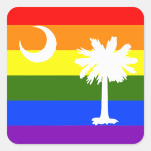 REGENBOGEN-STOLZ-FLAGGE SOUTH CAROLINA LGBT QUADRATISCHER AUFKLEBER