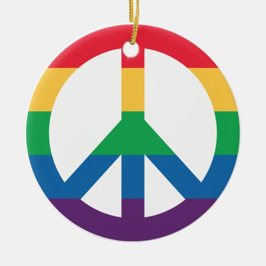 Regenbogen-Stolz-Friedenszeichen-Verzierung Keramik Ornament (Vorne)