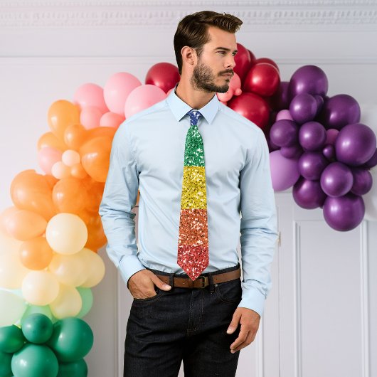 Regenbogen-Stolz Glitter Pailletten-Look Krawatte