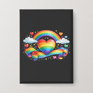 Regenbogen-Stolz-Herz – Farbdesign der LGBTQ+-Lieb Button