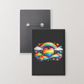 Regenbogen-Stolz-Herz – Farbdesign der LGBTQ+-Lieb Button (Vorderseite/Rückseite)