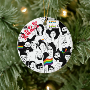 Regenbogen Stolz LGBTQIA+ Benutzername- Jahr Keramik Ornament