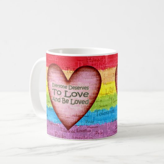 Regenbogen-Stolz-Liebe-Tasse Kaffeetasse (Vorderseite Links)