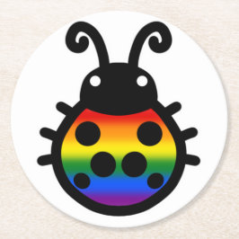 Regenbogen-Stolz-Marienkäfer-Untersetzer Runder Pappuntersetzer