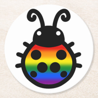 Regenbogen-Stolz-Marienkäfer-Untersetzer Runder Pappuntersetzer
