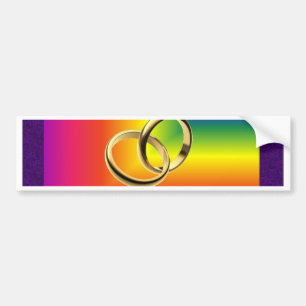 Regenbogen-Stolz mit Goldhochzeits-Bändern Autoaufkleber