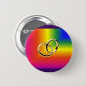 Regenbogen-Stolz mit Goldhochzeits-Bändern Button (Vorne & Hinten)