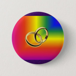 Regenbogen-Stolz mit Goldhochzeits-Bändern Button