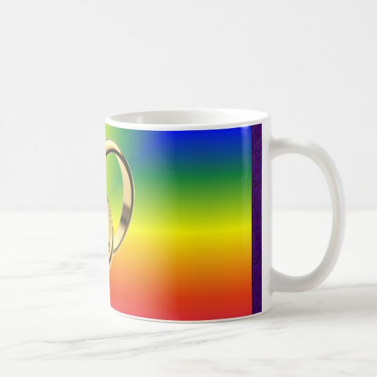 Regenbogen-Stolz mit Goldhochzeits-Bändern Kaffeetasse (Rechts)