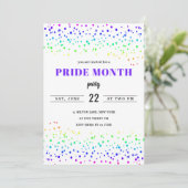 Regenbogen Stolz Monat Gay Parade Spaß Confetti mo Einladung (Stehend Vorderseite)