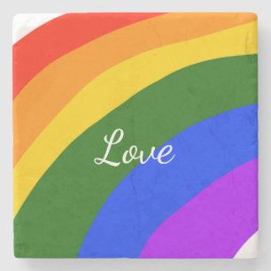Regenbogen-Stolz-Monat Liebe Namen Text Kunst Steinuntersetzer