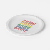 Regenbogen-Stolz Retro-Typografie Vektor-Design_1 Pappteller (Schrägansicht)