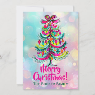 Regenbogen-Stolz-Rosa-Christmasbaum Feiertagskarte