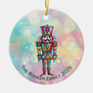 Regenbogen-Stolz Rosa Nussknacker Weihnachten Keramik Ornament