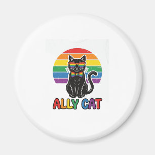 Regenbogen-Stolz Vintage-Katze-Shirt-Design_1 Magnet