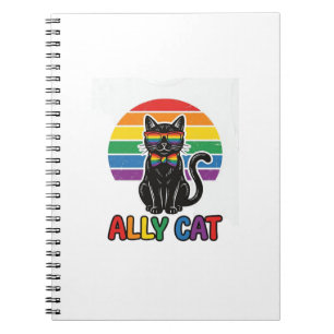 Regenbogen-Stolz Vintage-Katze-Shirt-Design_1 Notizblock