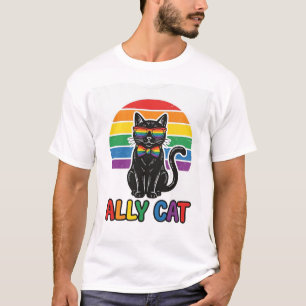 Regenbogen-Stolz Vintage-Katze-Shirt-Design_1 T-Shirt