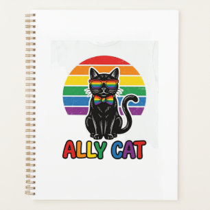 Regenbogen-Stolz Vintage-Katzen-Shirt-Design_1 Planer
