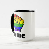 Regenbogen-Stolzfaust Tasse (Vorderseite Links)