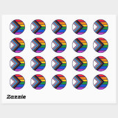 Regenbogen-Stolzflagge LGBTQ+ Runder Aufkleber (Blatt)