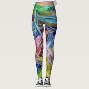 Regenbogen-Stränge der Haar-abstrakten Kunst Leggings