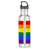 Regenbogen Streifen Gay Pride Design Wasserflasche Edelstahlflasche (Rückseite)