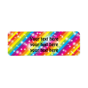 Regenbogen-Streifen Glitter-Adressaufkleber