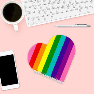 Regenbogen-Streifen-Kinderherz Notizblock