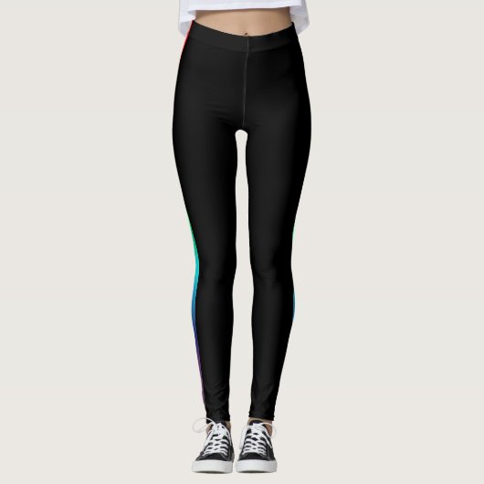Regenbogen-Streifen Leggings (Vorderseite)