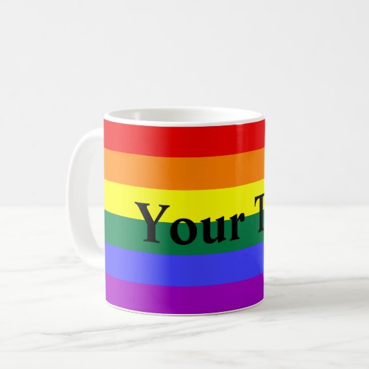 Regenbogen-Streifen mit kundenspezifischem Text Kaffeetasse (Vorderseite Links)