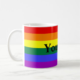 Regenbogen-Streifen mit kundenspezifischem Text Kaffeetasse